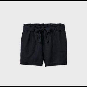 NWT Black Plus Size Paperbag Shorts Mid-rise